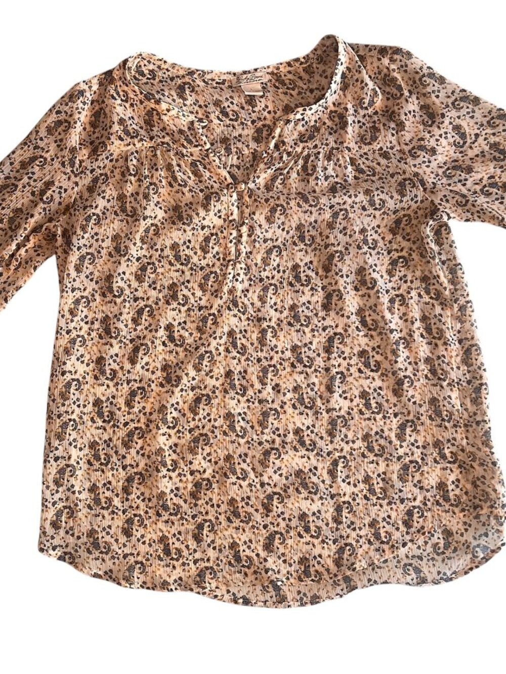 Lucky Brand Floral Sheer Top - Size Large